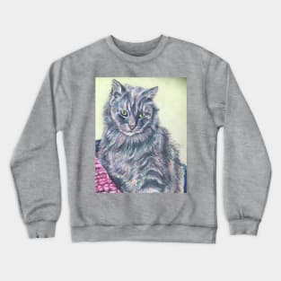 Fluffy grey cat Crewneck Sweatshirt